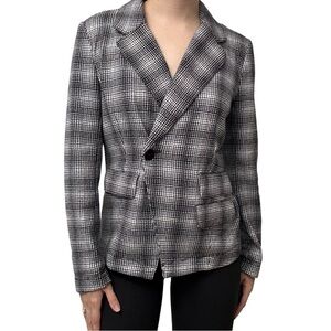 Anthropologie Maeve Blazer Jacket Plaid Button Up Academia Work Gray Size Small